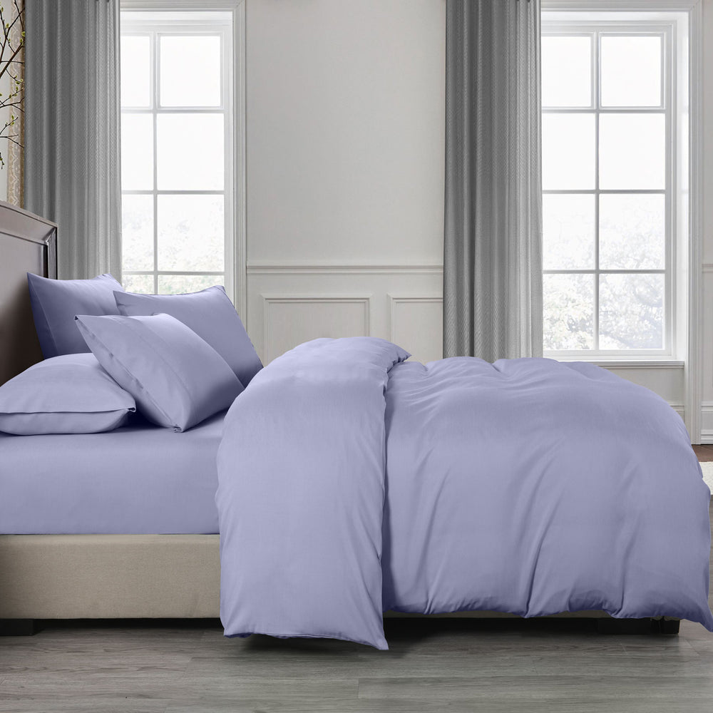 Royal Comfort 2000TC 6 Piece Bamboo Sheet &amp; Quilt Cover Set Cooling Breathable Double Lilac Grey