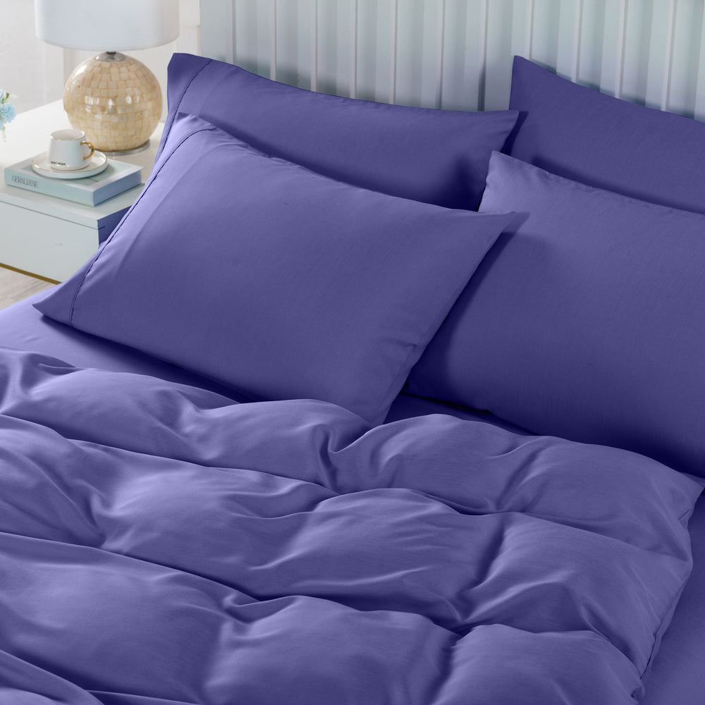 Royal Comfort 2000TC 6 Piece Bamboo Sheet &amp; Quilt Cover Set Cooling Breathable Queen Royal Blue