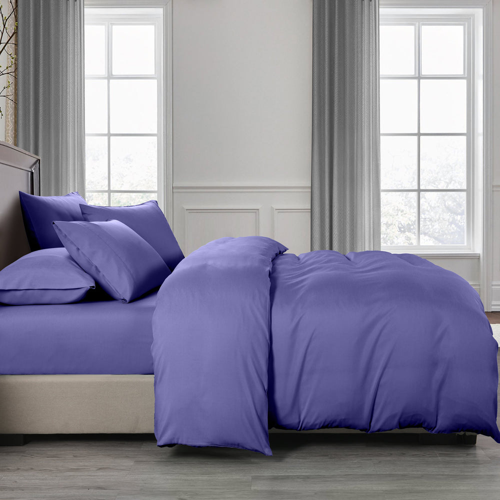 Royal Comfort 2000TC 6 Piece Bamboo Sheet &amp; Quilt Cover Set Cooling Breathable Queen Royal Blue