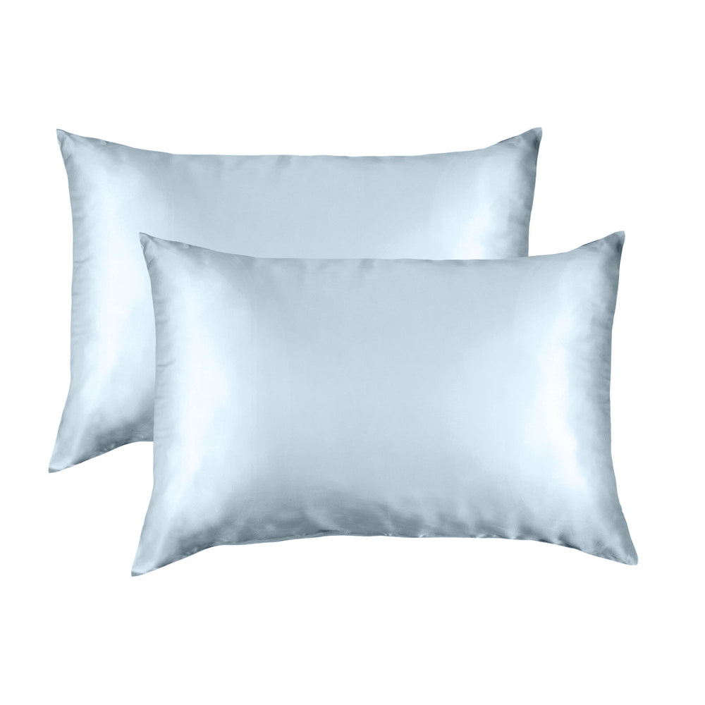 Royal Comfort Mulberry Soft Silk Hypoallergenic Pillowcase Twin Pack Standard Soft Blue