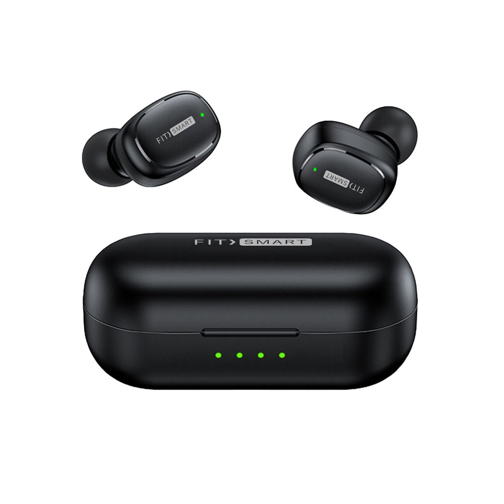FitSmart In Ear Buds with Charging Case Portable Wireless Black