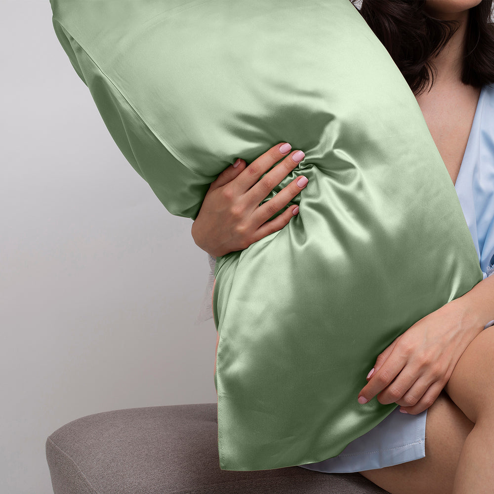 Casa Decor Luxury Satin Pillowcase Twin Pack Size With Gift Box Luxury Bedding Standard Sage