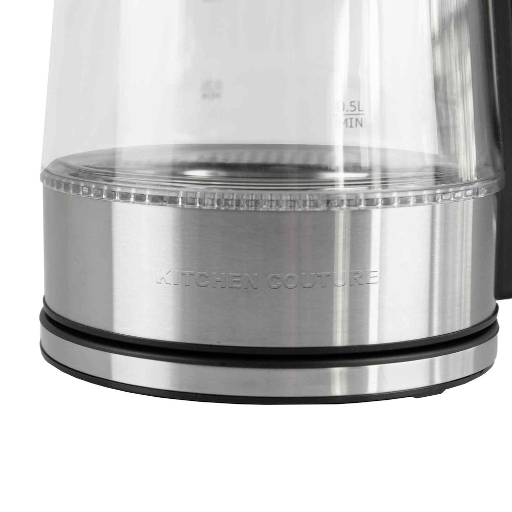Kitchen Couture Cool Touch Stainless Steel LED Glass Kettle Dual Wall 1.7L One Size Clear