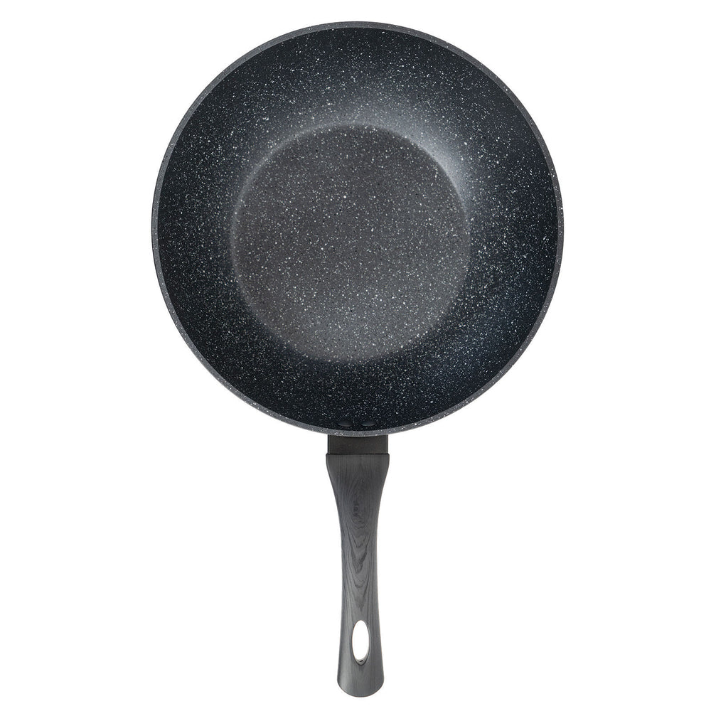 Stone Chef Forged Wok Non Stick Cookware Kitchen Grey Handle 28cm Black