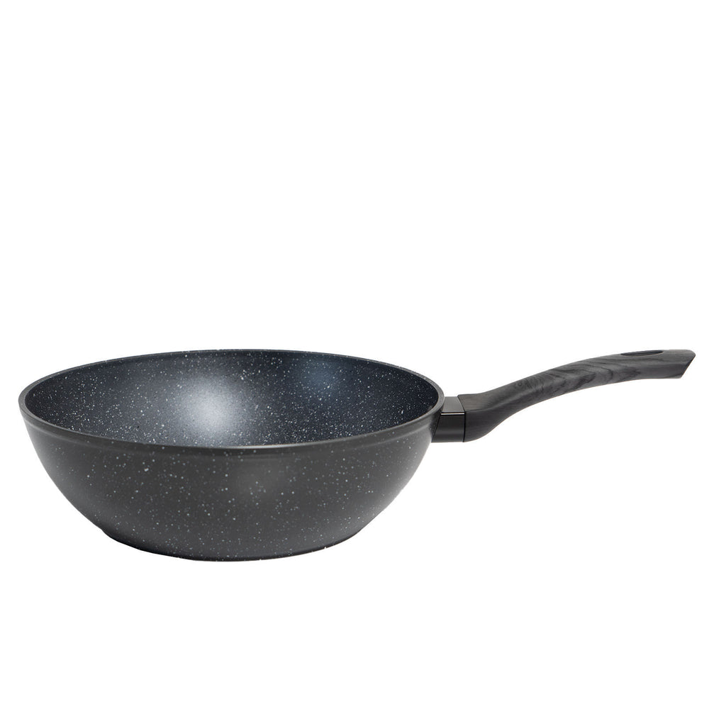Stone Chef Forged Wok Non Stick Cookware Kitchen Grey Handle 30cm Black