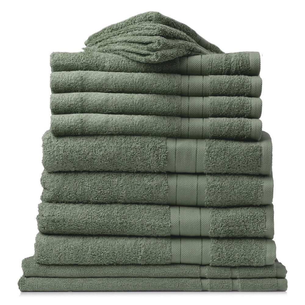 Royal Comfort 14 Piece Towel Set Mirage 100% Cotton Luxury Plush 14 Pack Sage Green