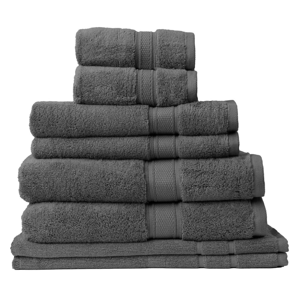Royal Comfort Towel Set 8 Piece 100% Cotton Zero Twist Luxury Plush 8 Pack Granite