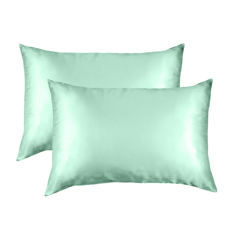 Royal Comfort Mulberry Soft Silk Hypoallergenic Pillowcase Twin Pack Standard Mint