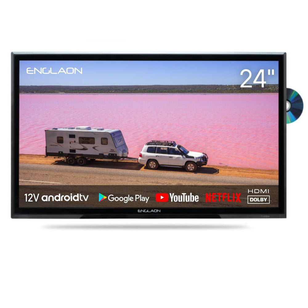 ENGLAON 24&#39;&#39; Full HD Smart 12V TV With Built-in DVD Player &amp; Chromecast &amp; Bluetooth Android 11