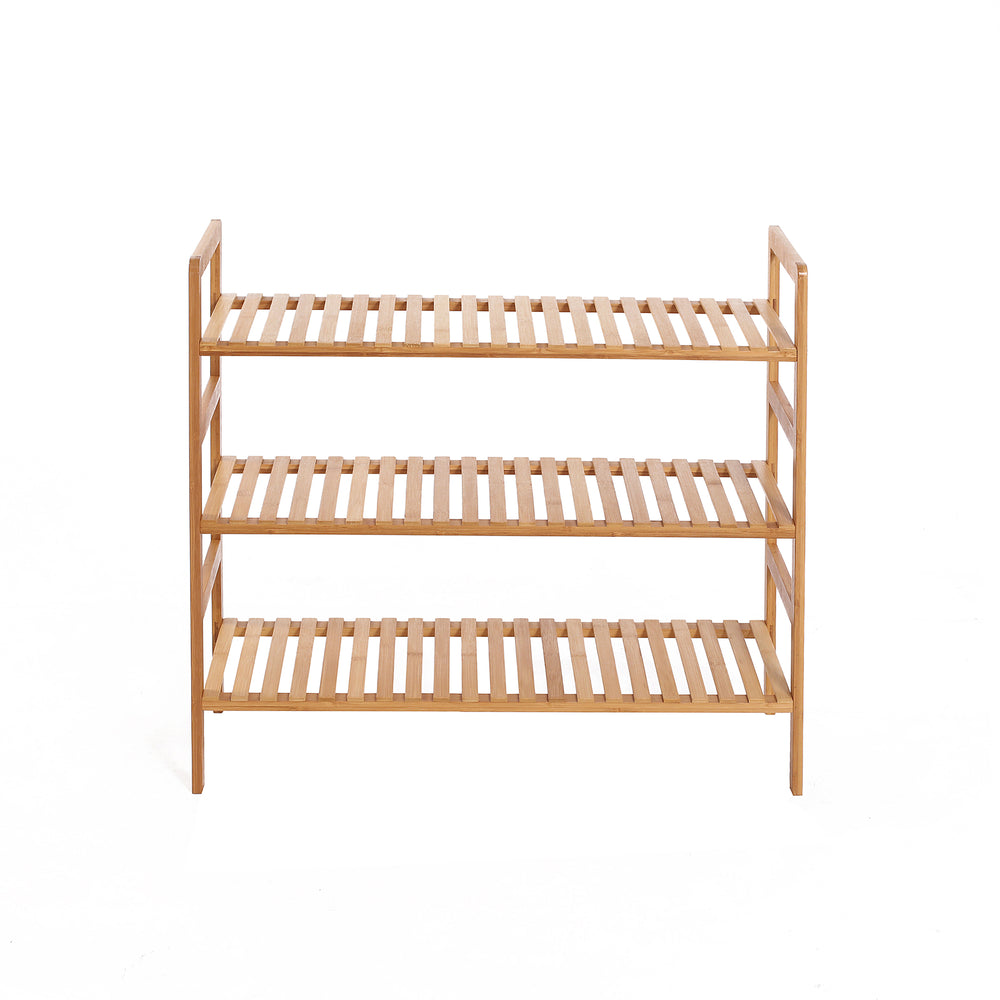 Sherwood Home 3-Tier Essential Natural Bamboo Shoe Rack Light Brown- 70x27x60cm