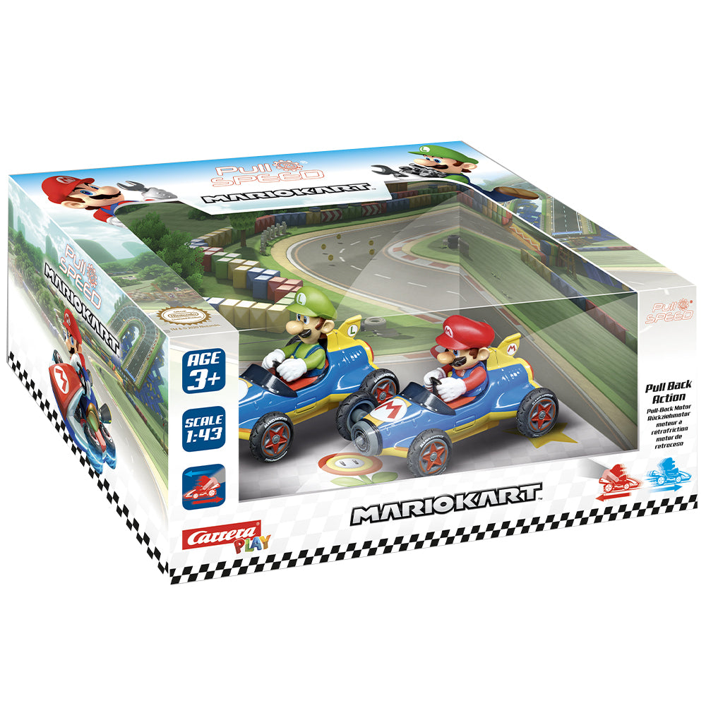 Carrera Pull &amp; Speed Mario Kart Twin Pack Mach 8 Mario &amp; Luigi 3y+