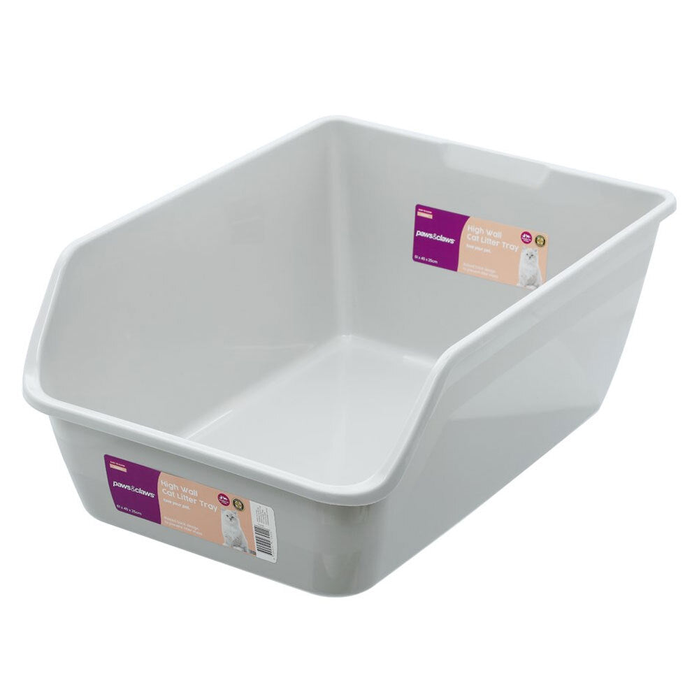 Paws &amp; Claws High Wall Cat Litter Tray - Grey