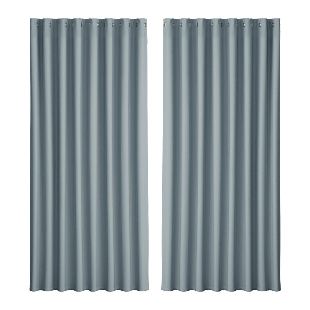 Artiss 2X Blockout Curtain Eyelet 300x230CM Grey