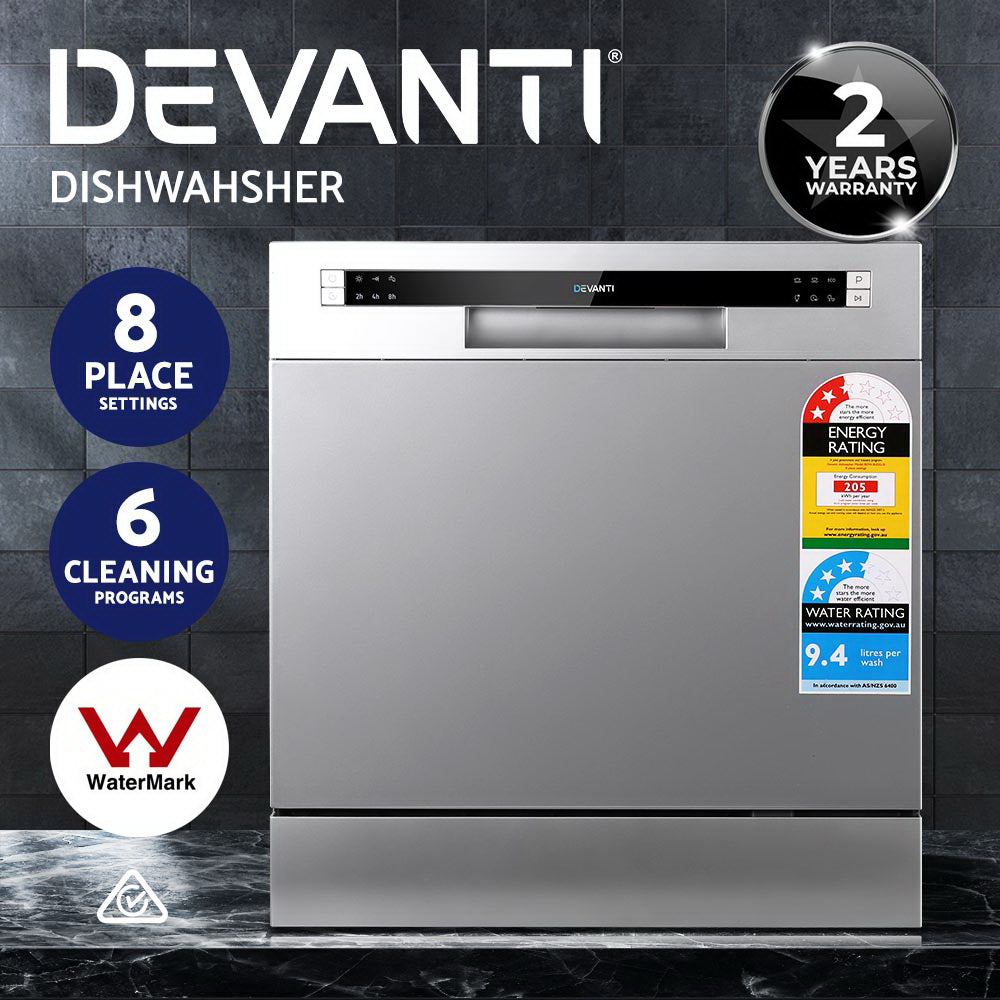 Devanti Benchtop Dishwasher 8 Place Setting Silver