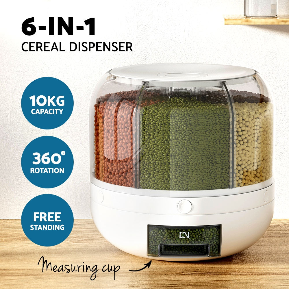 5-Star Chef 6-In-1 Cereal Dispenser Grain Container 10KG