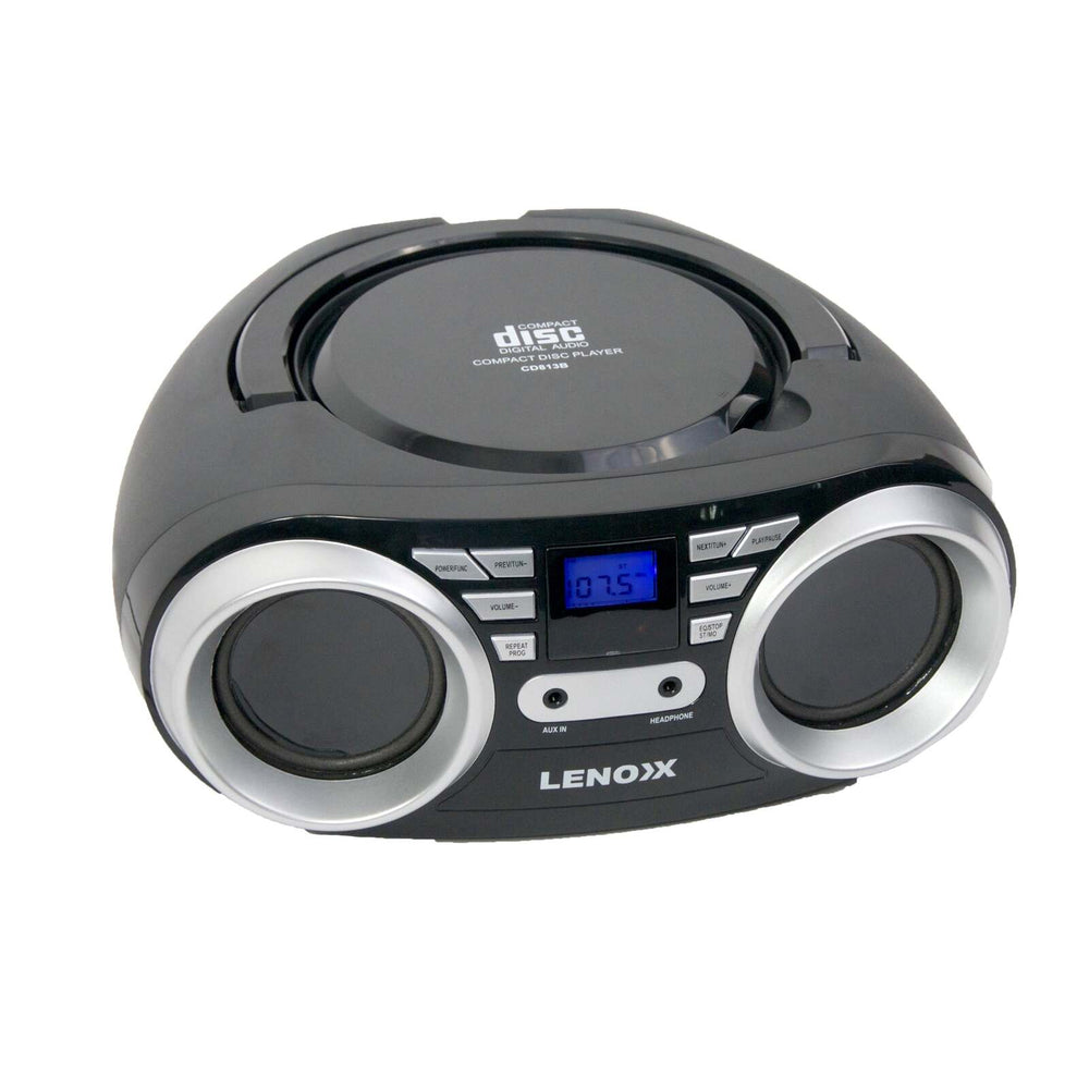 Lenoxx Portable CD Player (Black) 4W Speaker with FM Radio &amp; AUX In
