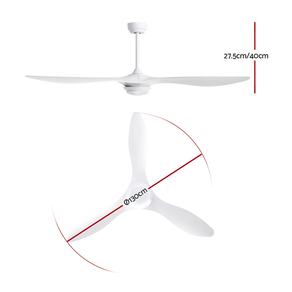 Devanti 3 Blade Ceiling Fan with LED 1300mm White
