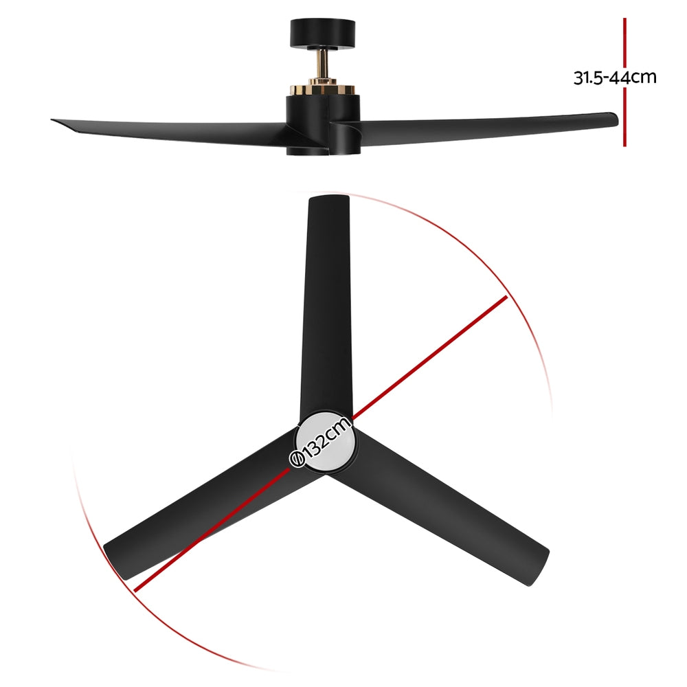 Devanti 52 Inch Ceiling Fan with Light and Remote - Black