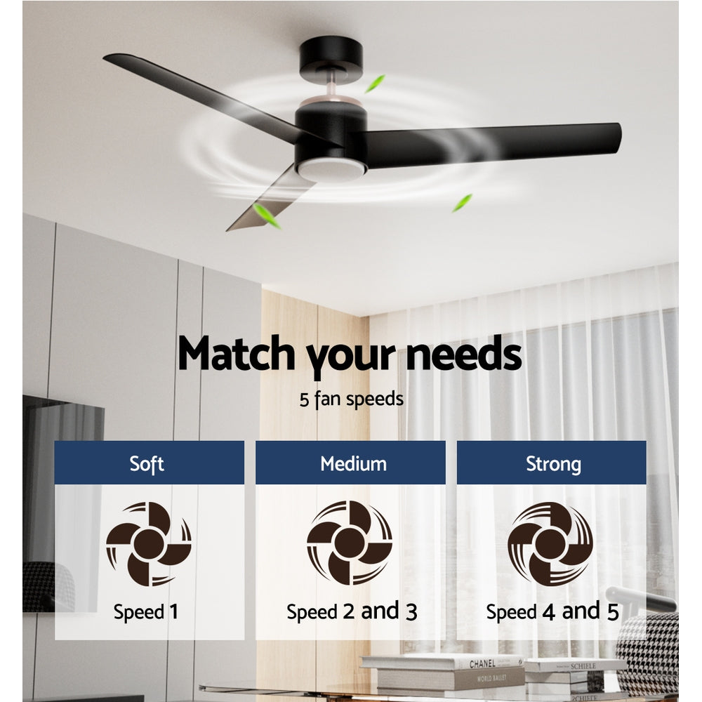 Devanti 52 Inch Ceiling Fan with Light and Remote - Black