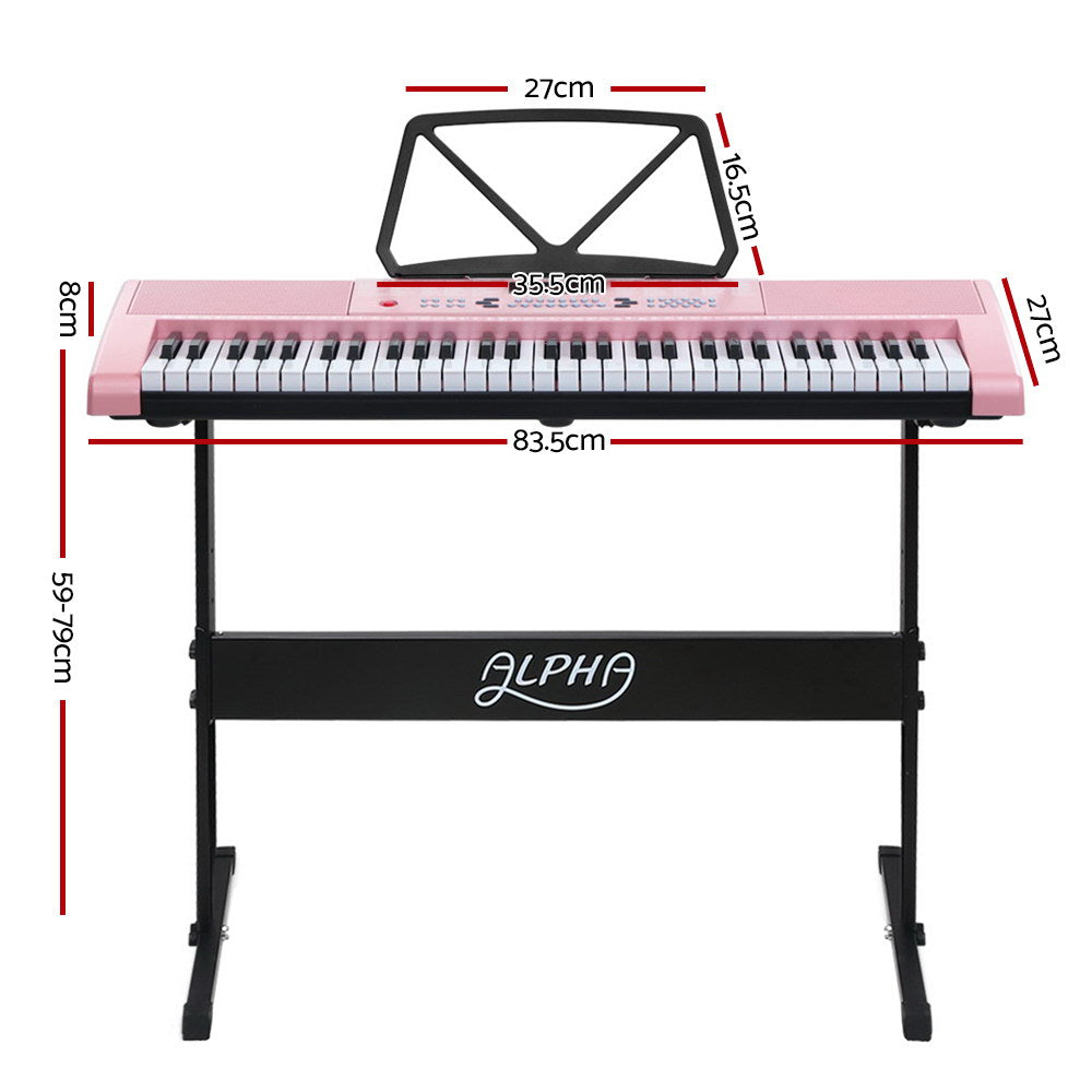 Alpha 61 Key Electronic Piano Keyboard Pink