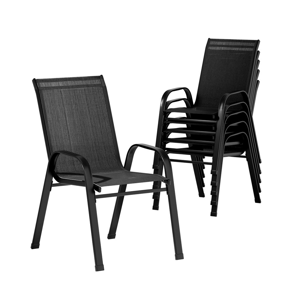 Gardeon 6X Outdoor Stackable Chairs Black