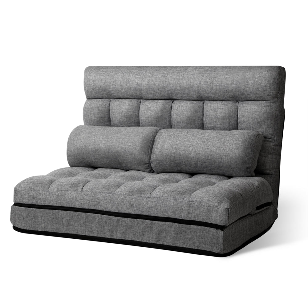 Artiss Fabric Folding Sofa Bed 2-seater Grey