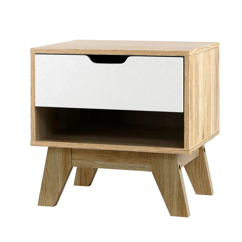 Artiss Iker Bedside Table White and Wood