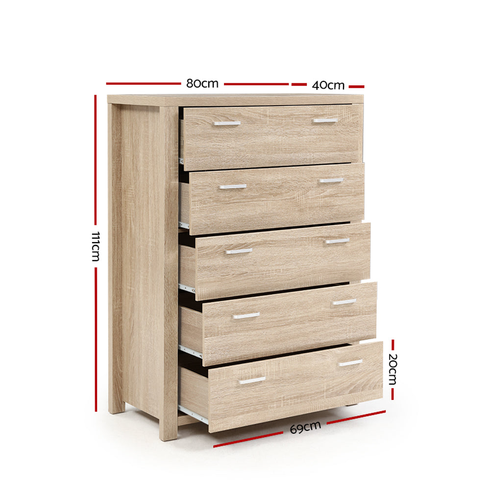 Artiss 5 Chest of Drawers Tallboy Wood