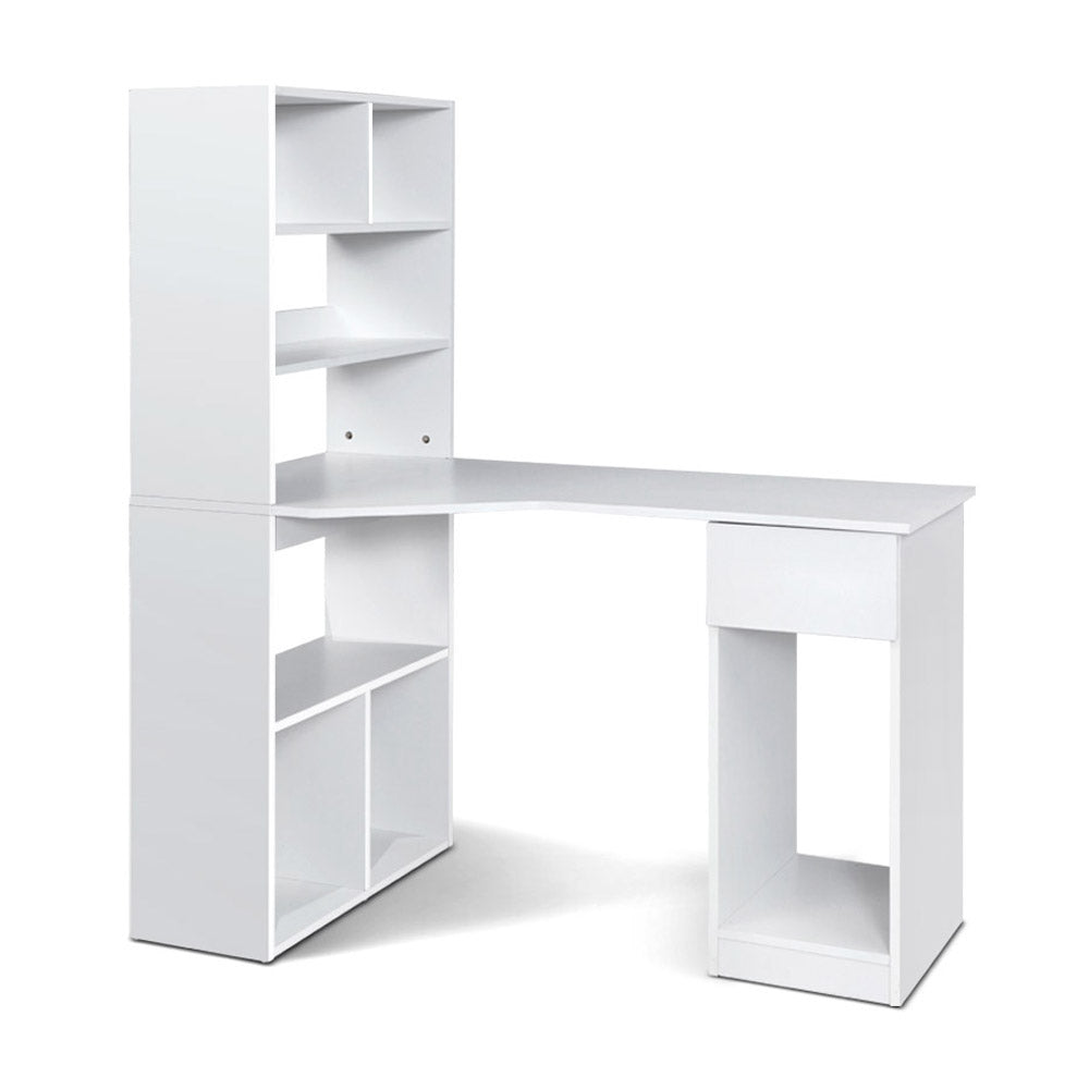 Artiss Office Computer Desk with Bookshelf White