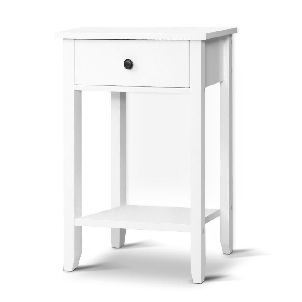 Artiss Bedside Table with Drawer and Shelf White