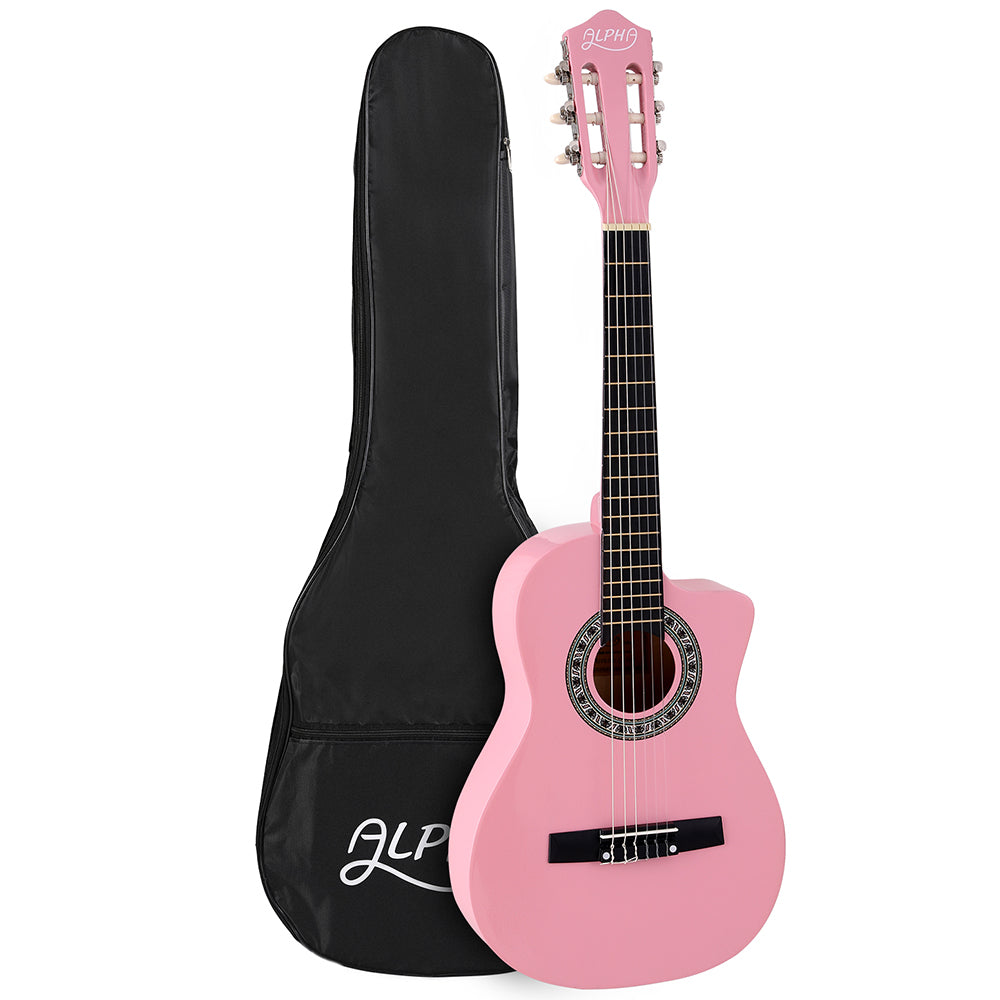 Alpha 34 Inch Classical Wooden Guitar Nylon String Pink
