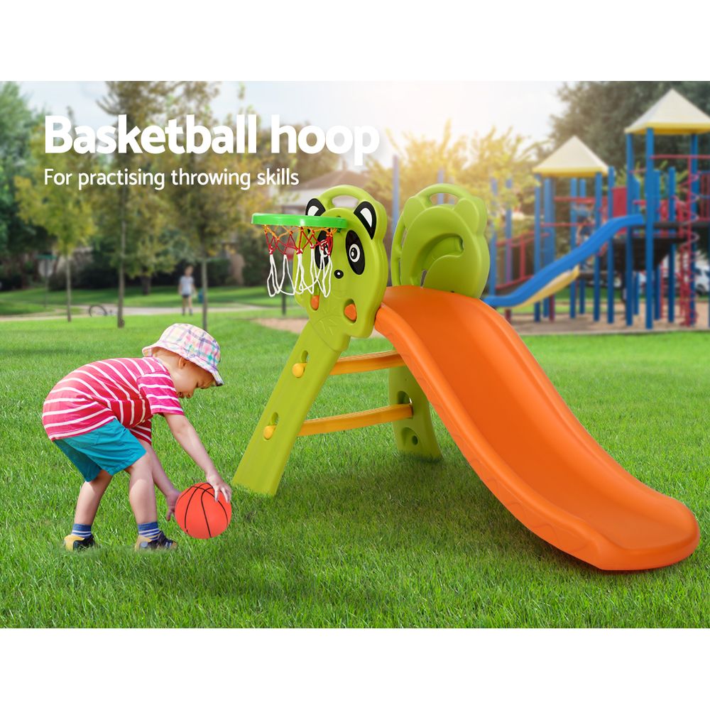 Keezi Kids Slide Basketball Hood Playset Panda Orange