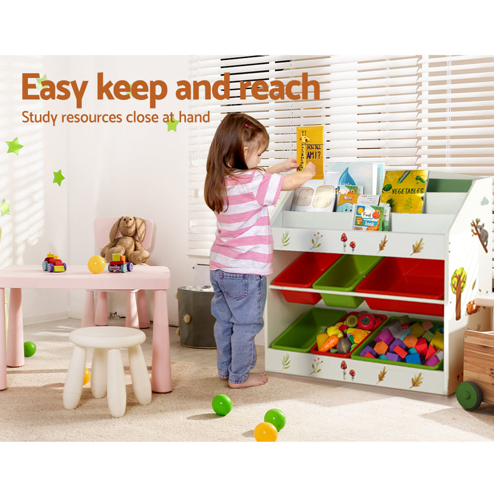 Keezi Kids Bookshelf 6 Bins Toy Storage Organiser