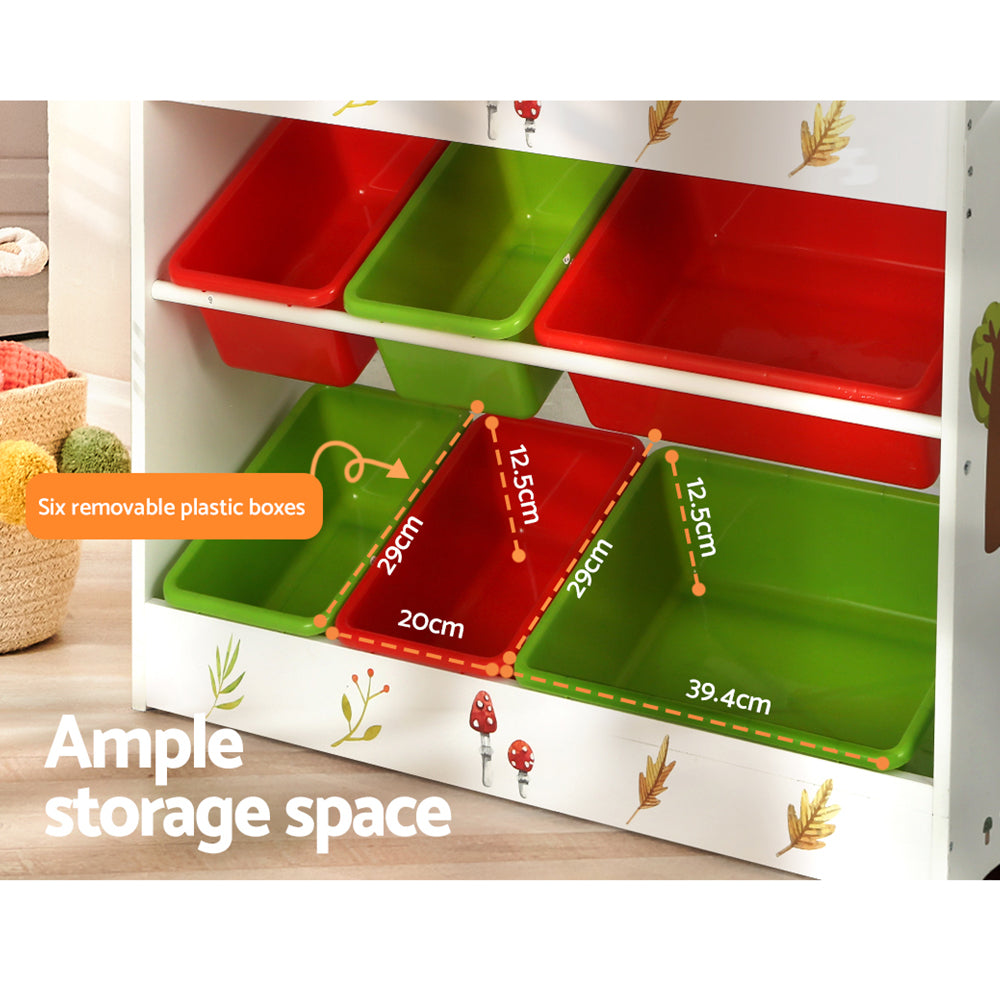 Keezi Kids Bookshelf 6 Bins Toy Storage Organiser