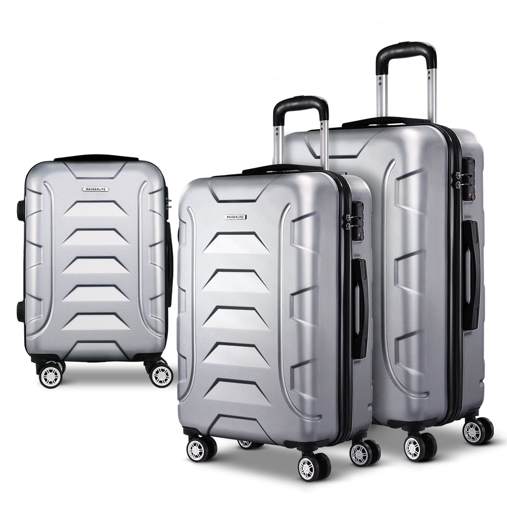 Wanderlite 3pc Luggage Set Silver