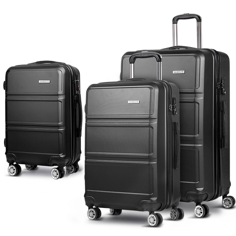 Wanderlite 3pc Luggage Set TSA Black