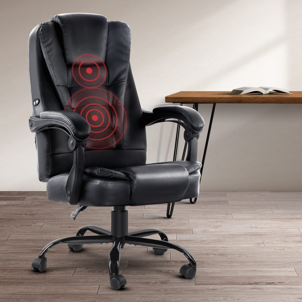 Artiss Massage Office Chair with Recliner Black