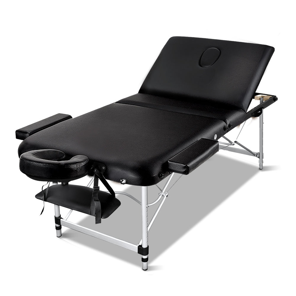 Zenses Portable 3 Fold Massage Table 70CM Black