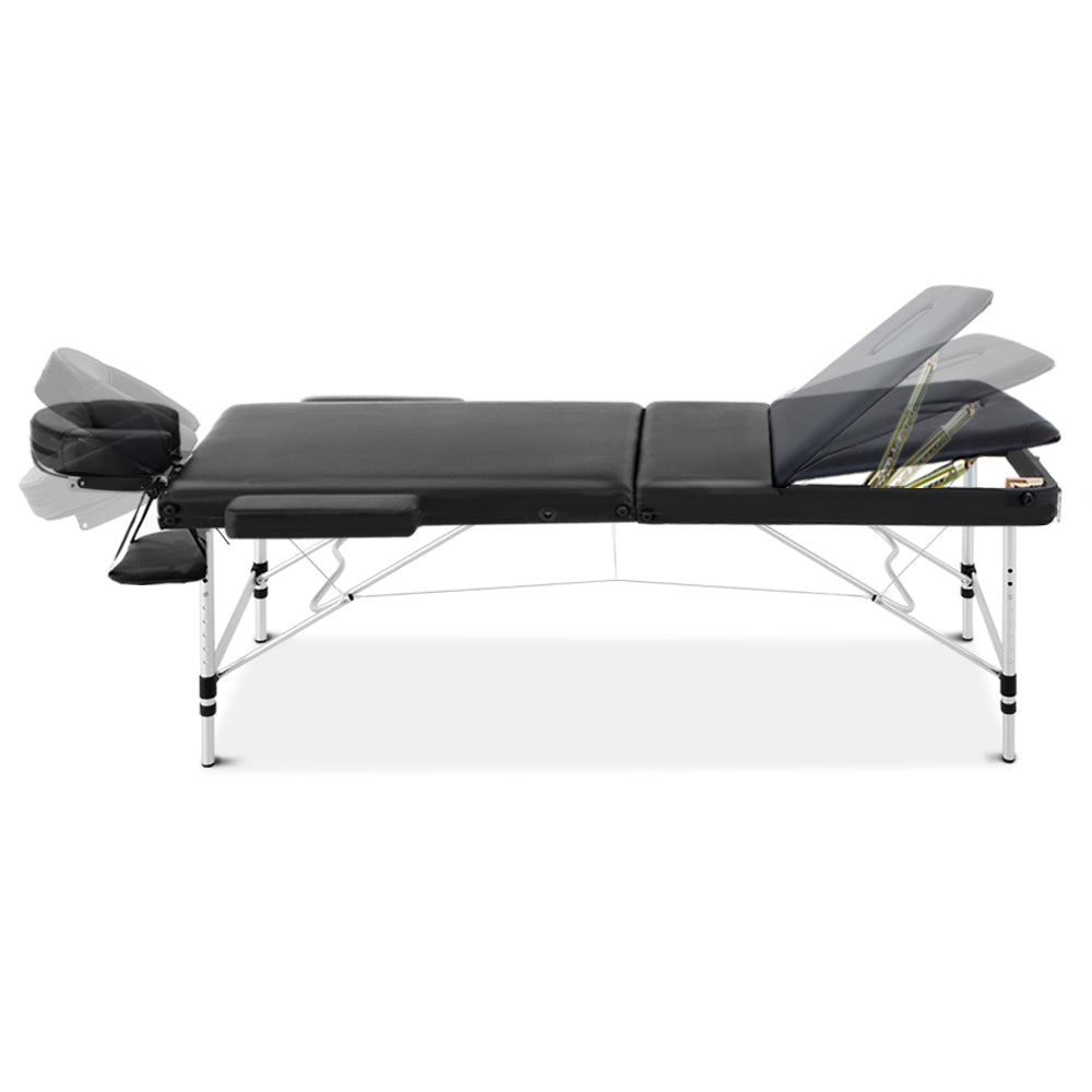 Zenses Portable 3 Fold Massage Table 70CM Black