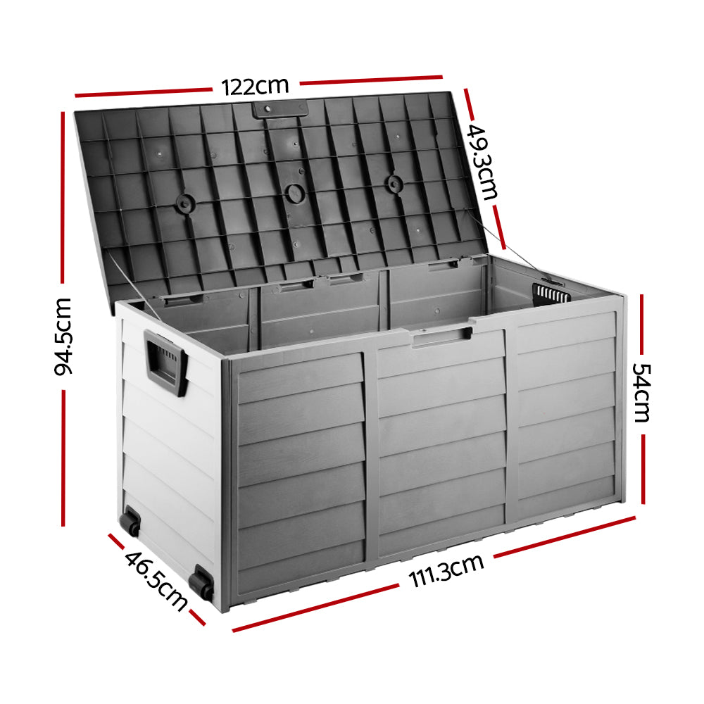 Gardeon 290L Outdoor Storage Box - Grey/Black