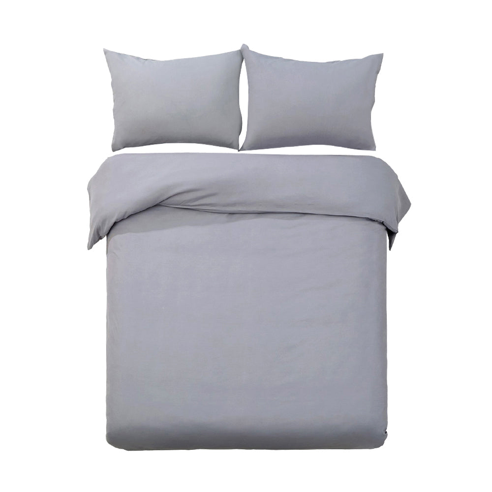 Giselle Quilt Cover Set Grey - Queen