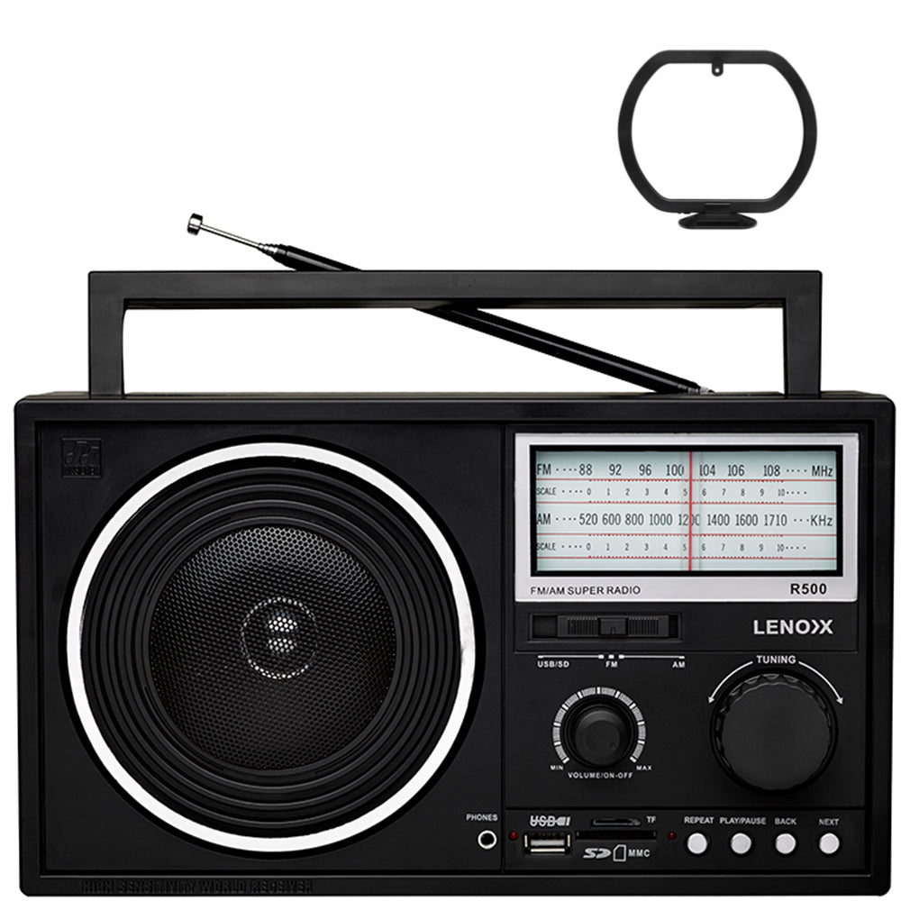 Lenoxx Super Radio with Antenna (Black) Battery Operated w/ Bandwidth 540-1710