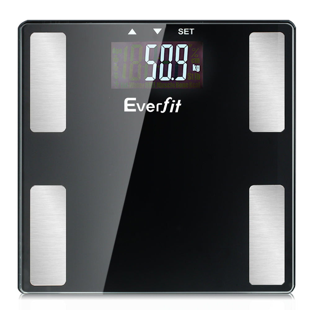 Everfit Bathroom Scales Digital Body Fat Scale 180KG Black