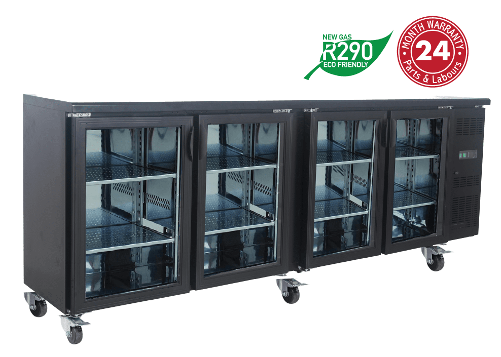 Exquisite UBC630H Four Glass Doors Backbar Display Commercial Refrigerators 1030mm Height