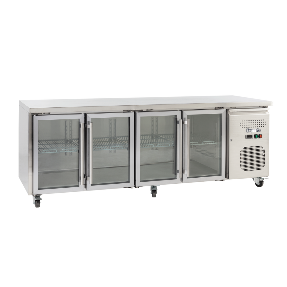 Exquisite SSC550G Four Glass Doors Underbench Storage Commercial Refrigerators Slimline 511 Litre