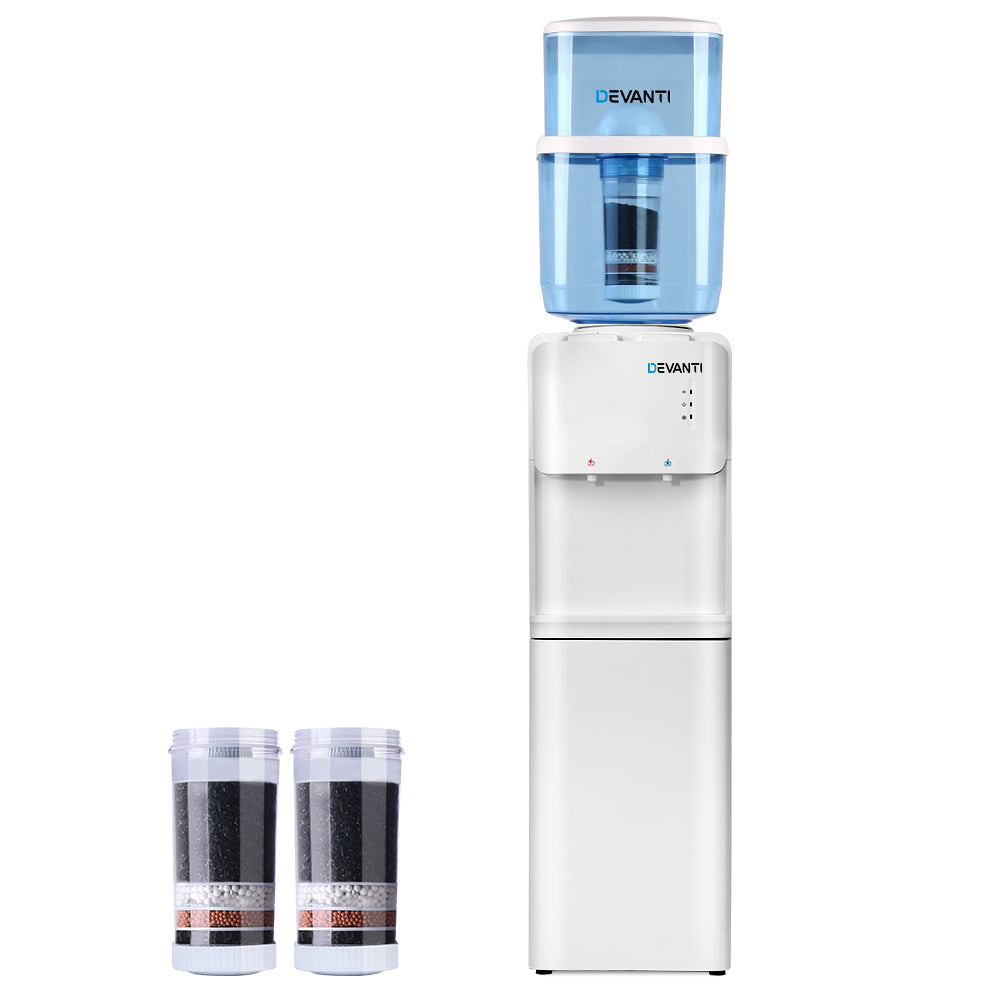 Devanti Water Cooler Dispenser with 22L Bottle &amp; 2 Filters White