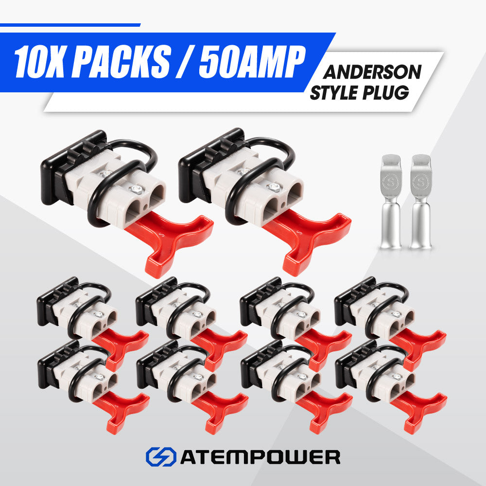 10x Anderson Style Plug Connectors 50 AMP T Handle Dust Cap Cover Solar
