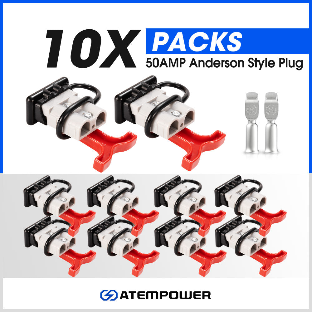 10x Anderson Style Plug Connectors 50 AMP T Handle Dust Cap Cover Solar