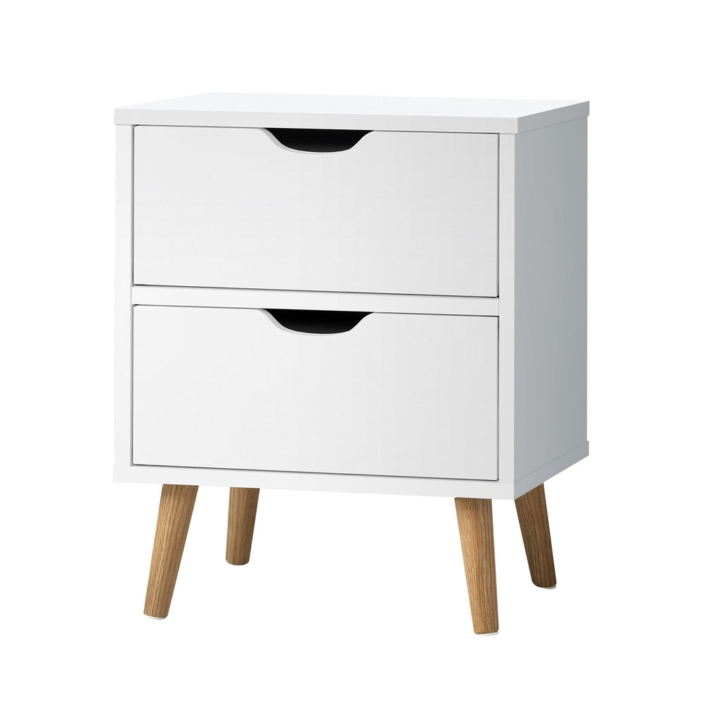 Oikiture Bedside Tables 2 Drawers Side Table Nightstand Storage Cabinet White