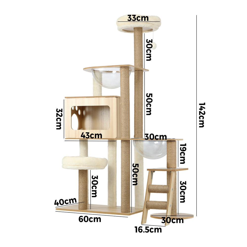 Alopet Cat Tree Tower Scratching Post Scratcher Cats Condo House Bed Wood 142cm